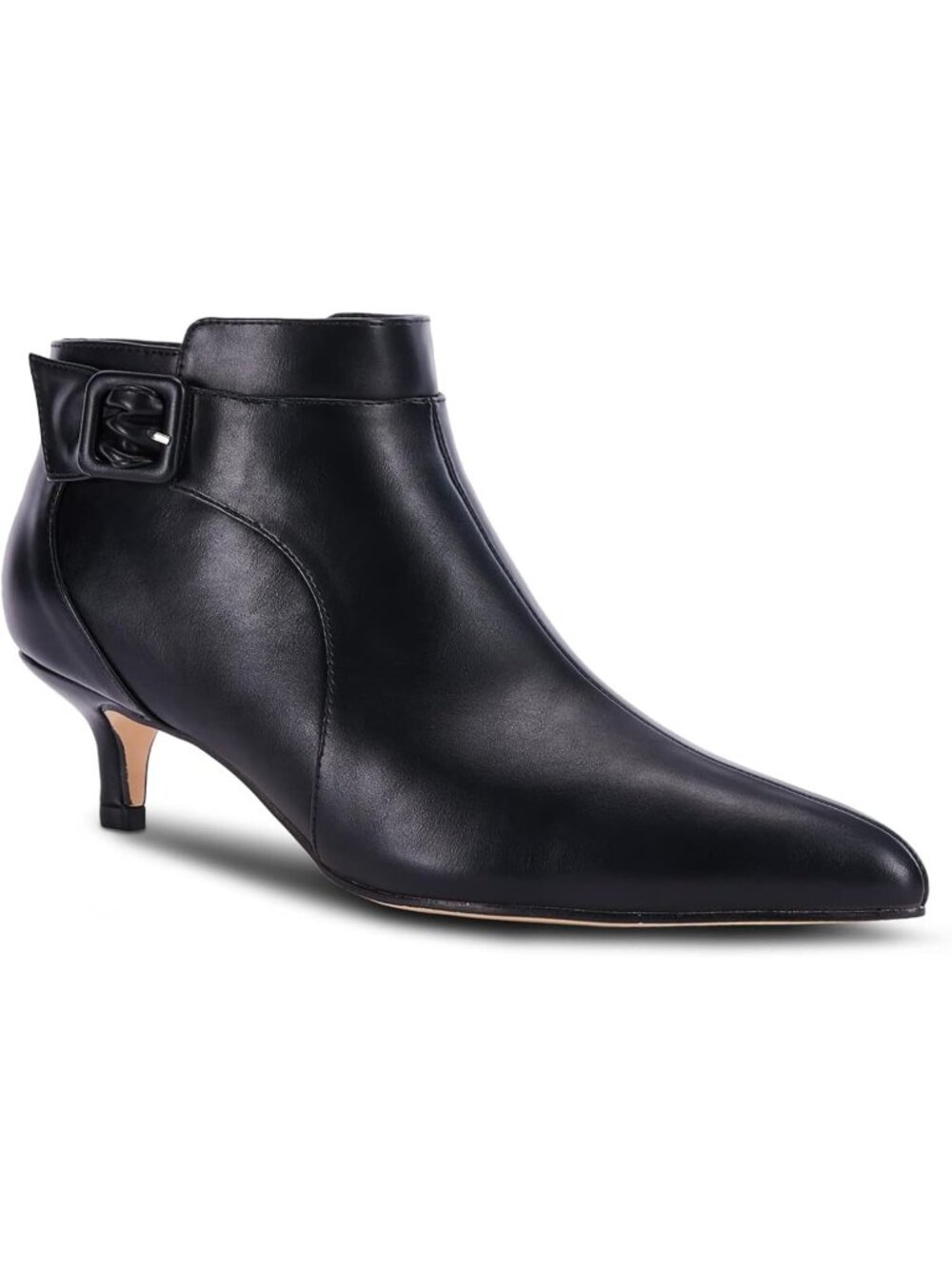 Women Cool Black Pointed Toe Faux Suede Side Zipper Kitten Heel Ankle Boot Shoes